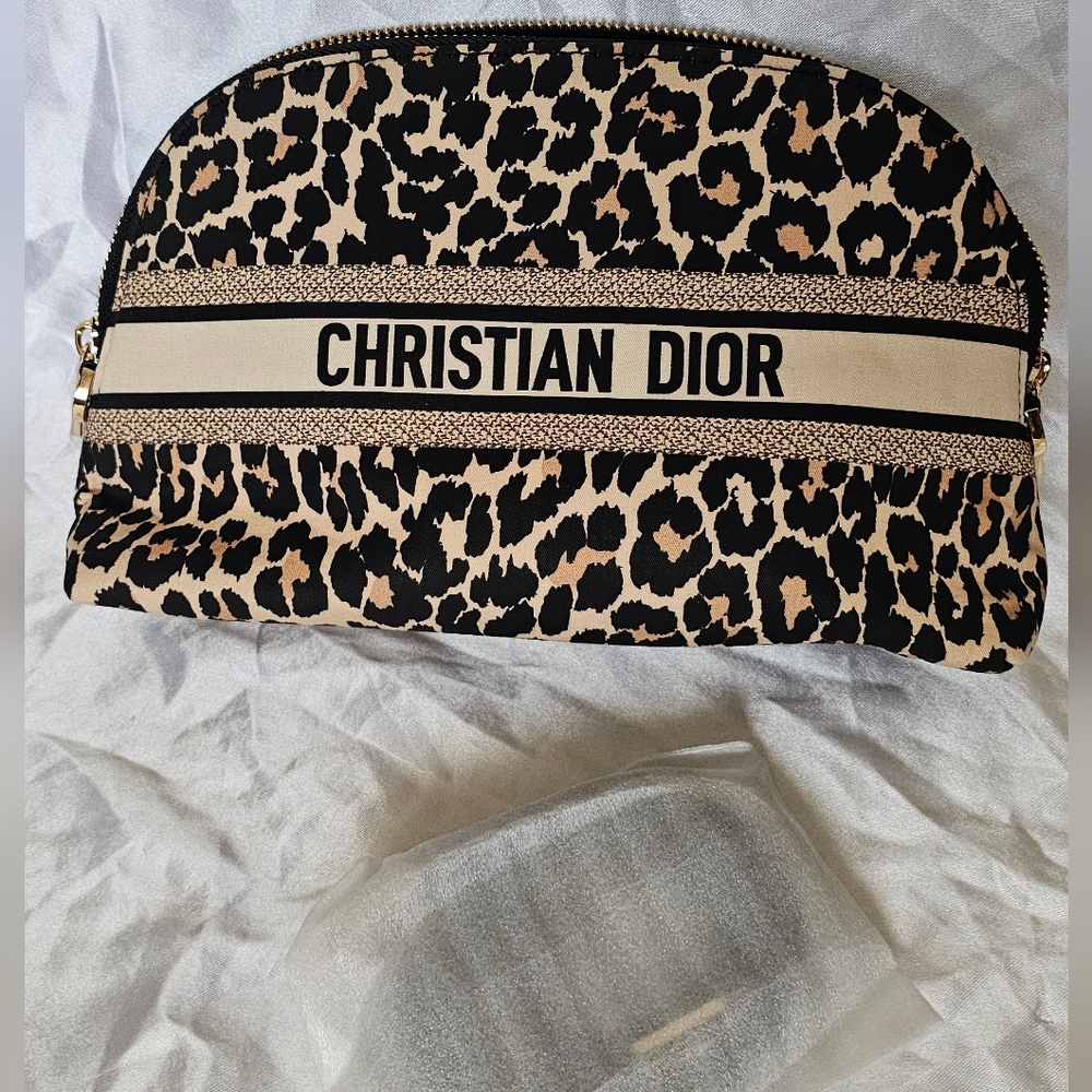 Christian Dior Leopard Print Crossbody Bag or Makeup bag w/ adjustable strap